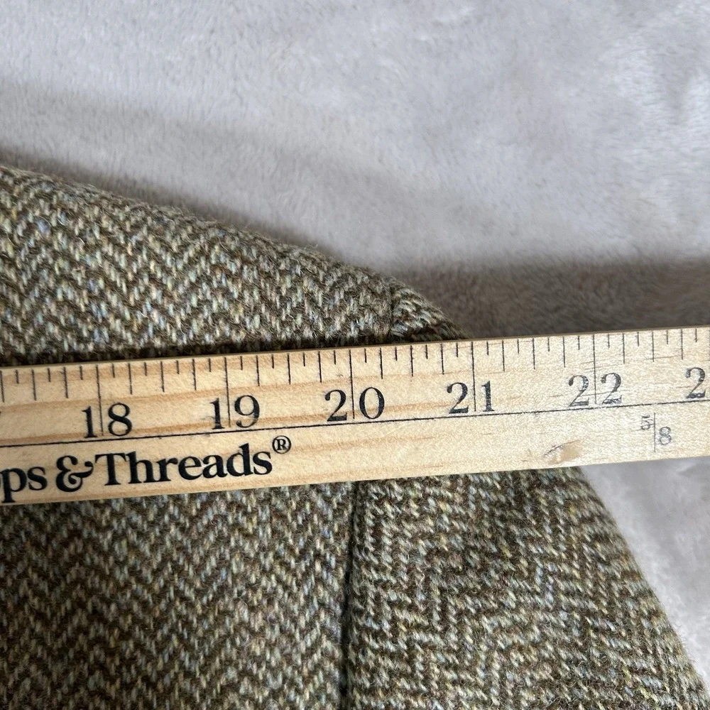 VTG Harris Tweed Blazer Mens 44L Brown Herringbone Wool Handwoven Sport Coat